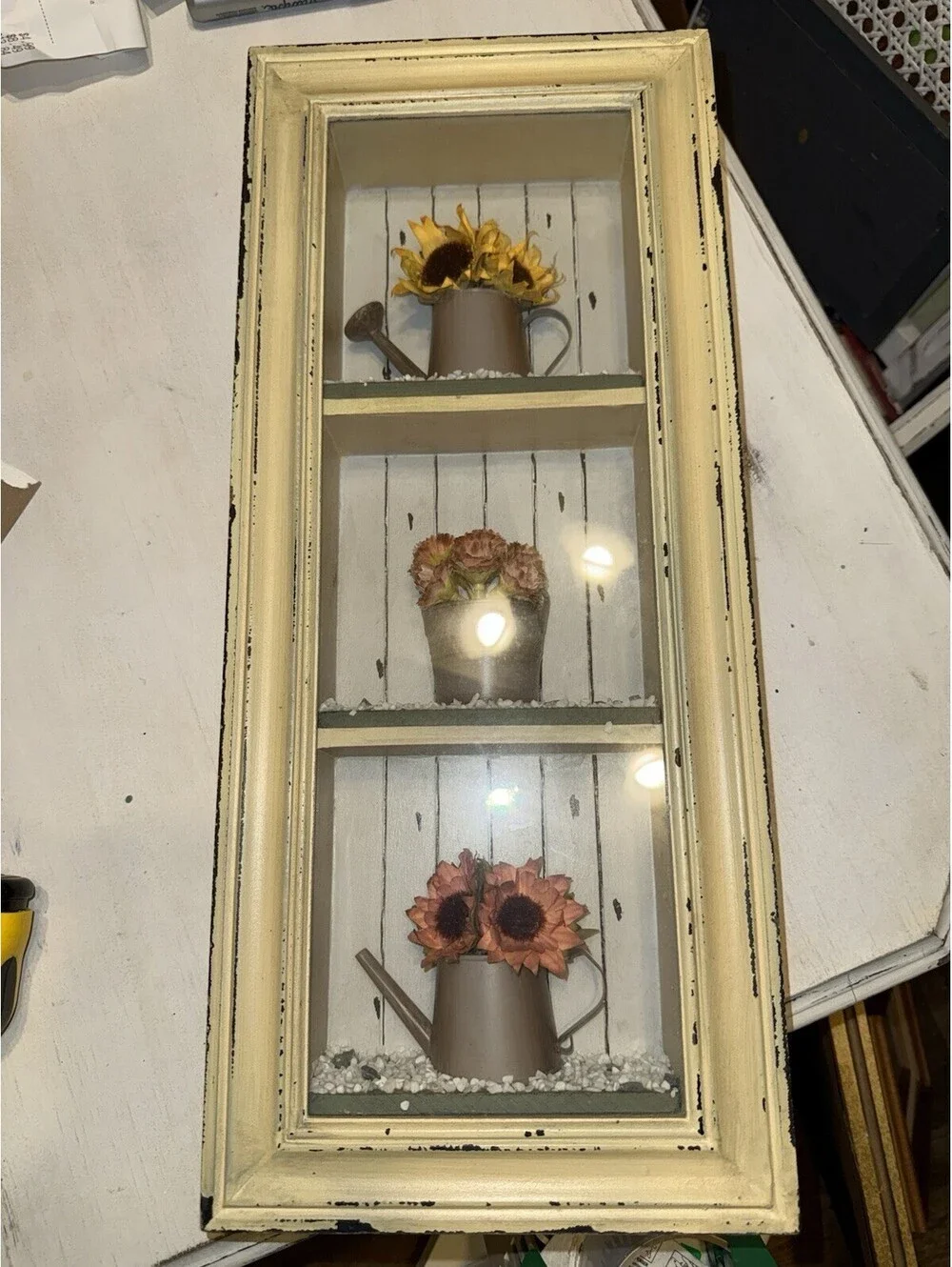 Framed sunflower Shadow Box, country, cottagecore, farmhouse